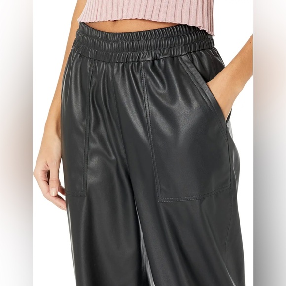 AG Adriano Goldschmied Pleather Nova Sweatpants / Joggers Black Size Small - Picture 3 of 11